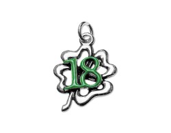 Ciondolo Anni Diciotto smaltato verde Quadrifoglio stilizzato