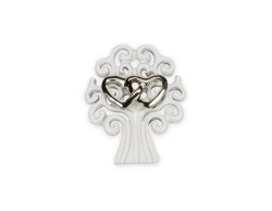 Applicazione albero bianco con cuore argento