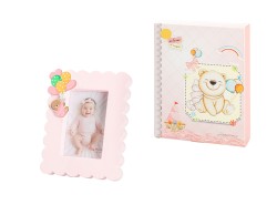 Bomboniera Harmony PORTA FOTO LEGNO SPESSORATO GIRL CON ORSETTO CON BOX E FAZZOLETTO