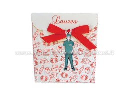 Bomboniera Laurea chirurgia uomo - Ciondolo in bagno argento Smaltato con Scatola