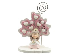 Segnaposto Battesimo Harmony 2024 albero della vita cuori rosa piccolo con principessa resina 3D con cuore oro assortito in 2