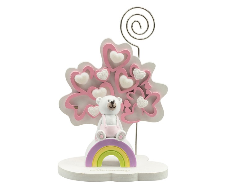 Segnaposto Battesimo Harmony 2024 albero della vita cuori rosa piccolo con principessa resina 3D con cuore oro assortito in 2 su Bomboniere Dolci Emozioni