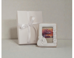 Bomboniera Portafoto Sacra Famiglia con Fiori a Rilievo