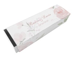 Scatolina porta confetti personalizzata rettangolare decoro floreale sfumato rosa