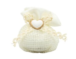 Sacchetto harmony 2024 pochette a rete con cuore gessetto e nastri