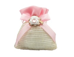 Sacchetto harmony 2024 SACCHETTO RETE/ROSA CON QUADRIFOGLIO E ORSETTO