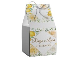 Scatolina porta confetti personalizzata quadrata decoro limoni