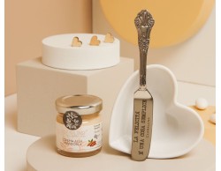 Bomboniera Matrimonio Claraluna Ciotolina Cuore con Coltellino e crema di mandorla