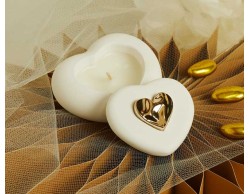 Bomboniera Matrimonio Claraluna 2026 Scatolina Cuore Claraluna con Applicazione Oro con candela