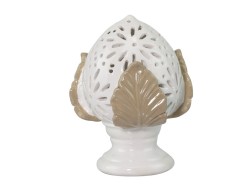 bomboniere matrimonio harmony pumo led bianco con foglie tortora grande