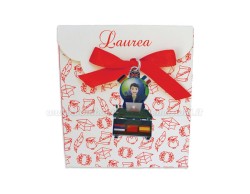 Bomboniera Laurea Lingue Ciondolo in bagno argento lingue uomo smaltato con scatolina portaconfetti