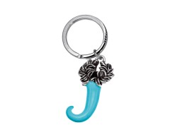 Portachiavi Corno corona alloro smaltato celeste