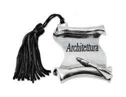 Bomboniera Laurea pergamena Architettura con Nappina Nera