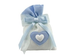 sacchetto cotone bicolore bianco/celeste con cuore gessetto