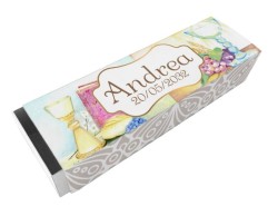 Scatolina porta confetti personalizzata rettangolare decoro calice bibbia pane uva