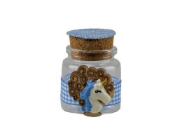 Barattolino vetro celeste legno unicorno
