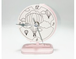 Bomboniera nascita e battesimo mariella martini sveglia mongolfiera bianca e rosa