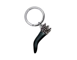 Portachiavi Corno corona smaltato nero