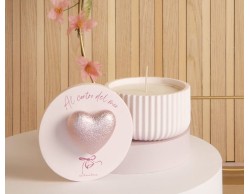 Bomboniera Comunione Battesimo Cresima Claraluna scatola più  candela Rosa