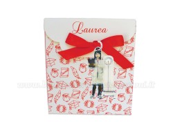 Bomboniera Laurea scienza della nutrizione donna - Ciondolo in bagno argento Smaltato con Scatola