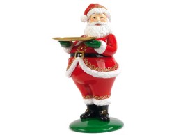 Babbo Natale con Piatto in Resina e Metallo  Altezza 61,5 cm