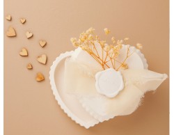 Bomboniera Claraluna Scatolina in Gesso con Decorazione in Chiffon Avorio