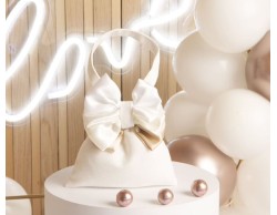 Sacchetto colore bianco con fiocco a forma di borsetta claraluna