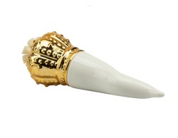 Bomboniera Matrimonio Harmony corno medio porcellana bianco/gold con fiore