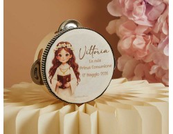 Bomboniera Claraluna Tamburello Decorativo Comunione Femmina Personalizzabile