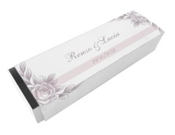 Scatolina porta confetti personalizzata rettangolare decoro floreale rosa antico