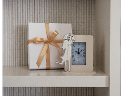 Bomboniera Matrimonio Orologio Sposini in Legno Intagliato Design Romantico sotto l'Ombrello