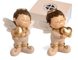 Bomboniera Solidale Prima comunione Battesimo dorata angelo grande