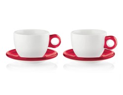 SET 2 TAZZE DA CAPPUCCINO GOCCIE ROSSO
