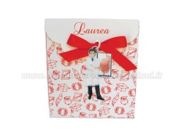 Bomboniera Laurea gastroenterologia uomo - Ciondolo in bagno argento Smaltato con Scatola