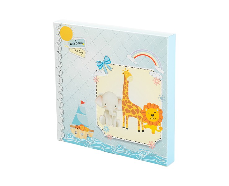 Bomboniera Harmony PORTA FOTO LEGNO BOY ARCA DI NOE CON BOX E FAZZOLETTO su Bomboniere Dolci Emozioni