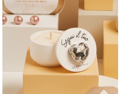 Bomboniera Claraluna  Scatolina Cuore Silver con Candela in Gesso