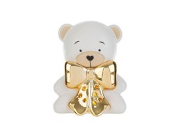 Bomboniera le stelle Orsetto in Porcellana LED Bianco con Fiocco Dorato