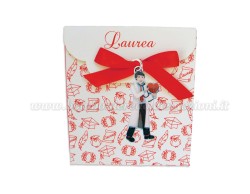 Bomboniera Laurea cardiologia uomo - Ciiondolo in bagno argento Smaltato con Scatola