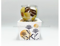 Bomboniera Matrimonio Mariella Martini cofanetto floreale con candela profumata con applicazione rosa