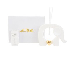 Bomboniera Battesimo Cresima Comunione Le Stelle PROFUMATORE ELEFANTE PORCELLANA BIANCO