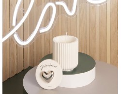 Bomboniera Matrimonio Claraluna scatola con cuore silver più candela piccola