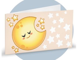 Bigliettini per bomboniere e sacchetti portaconfetti nascita disegno luna