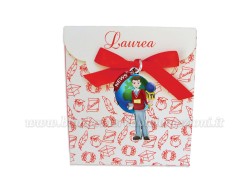 Bomboniera Laurea giornalismo uomo - Ciondolo in bagno argento Smaltato con Scatola