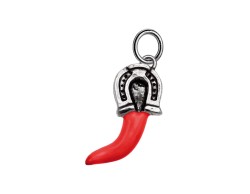 Ciondolo Corno ferro di cavallo smaltato rosso