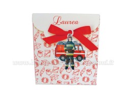 Bomboniera concorso vigile del fuoco uomo - Ciondolo in bagno argento Smaltato con Scatola