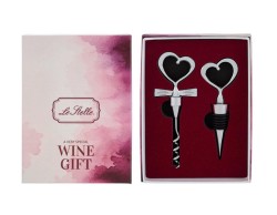 Bomboniera matrimonio Set 2 Accessori Vino con Cuori in Astuccio