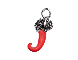 Ciondolo Corno corona alloro smaltato rosso