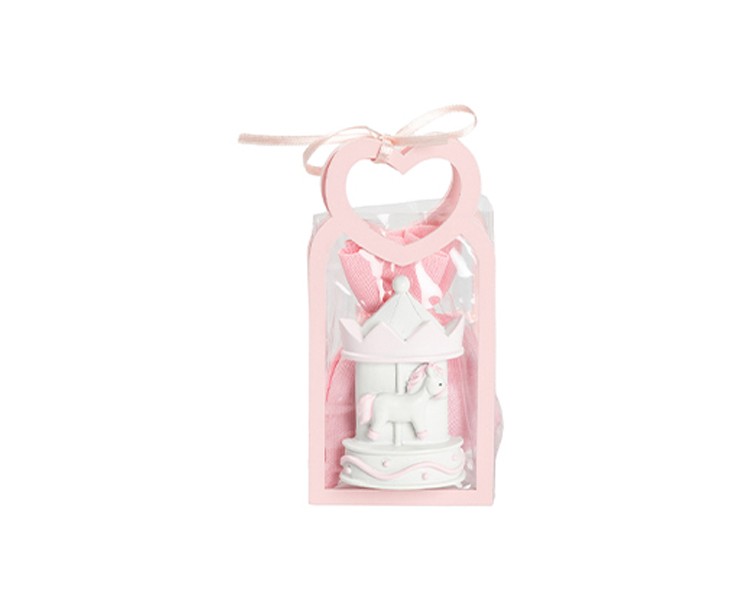 Harmony BUSTINA PU ROSA CON MANICO CUORE CON MAGNETE GIOSTRA/RUOTA 2 VARIANTI ASSORTITE CON SACCHETTO su Bomboniere Dolci Emozioni