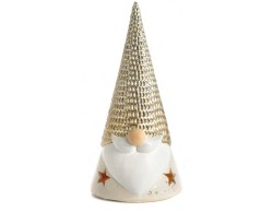 Gnomo Spirale con Cappello Oro  29 cm Terracotta con Luce