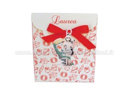 Bomboniera Laurea odontoiatria donna - Ciondolo in bagno argento Smaltato con Scatola